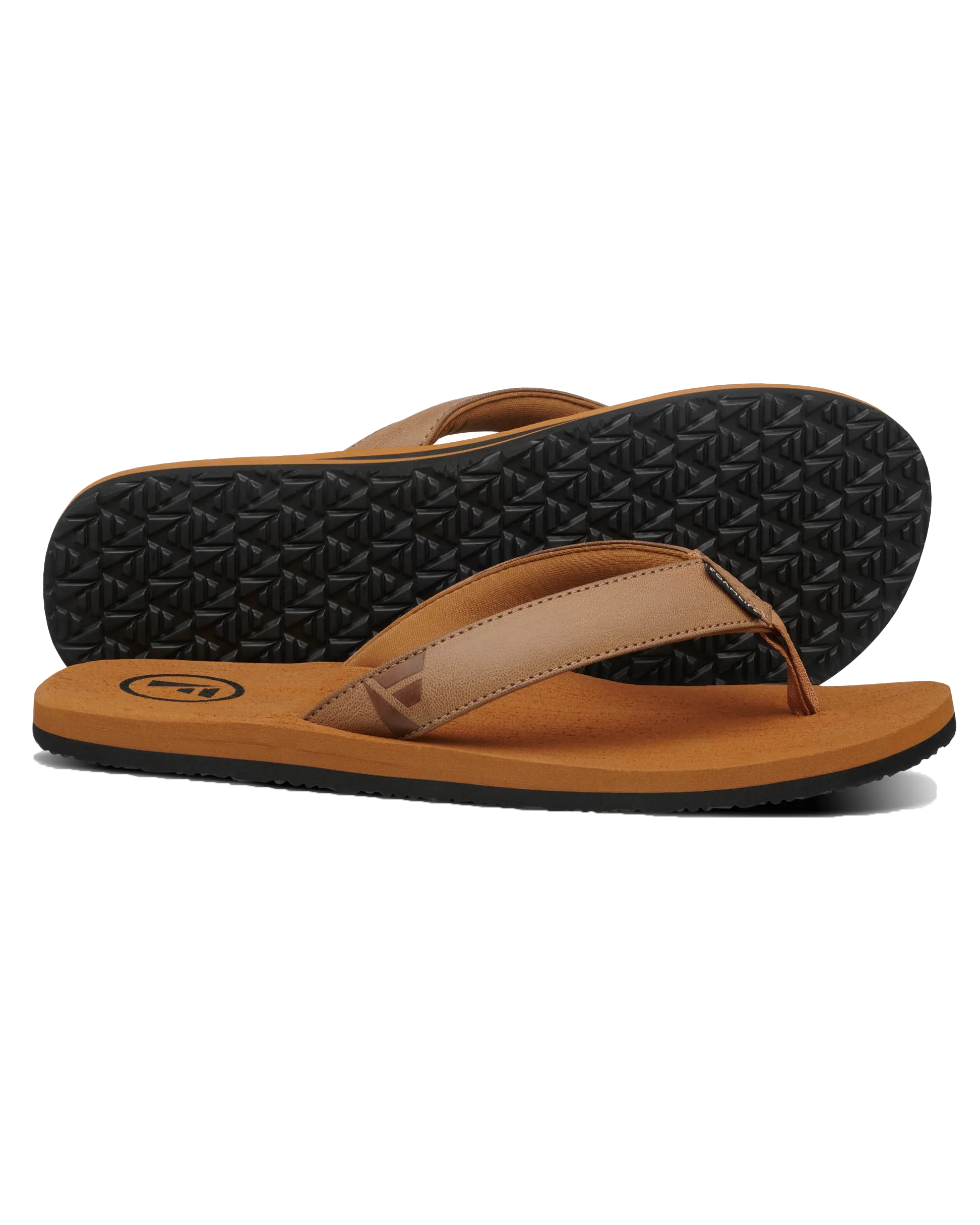 Seales Mens Flip Flops in Tan & Tan