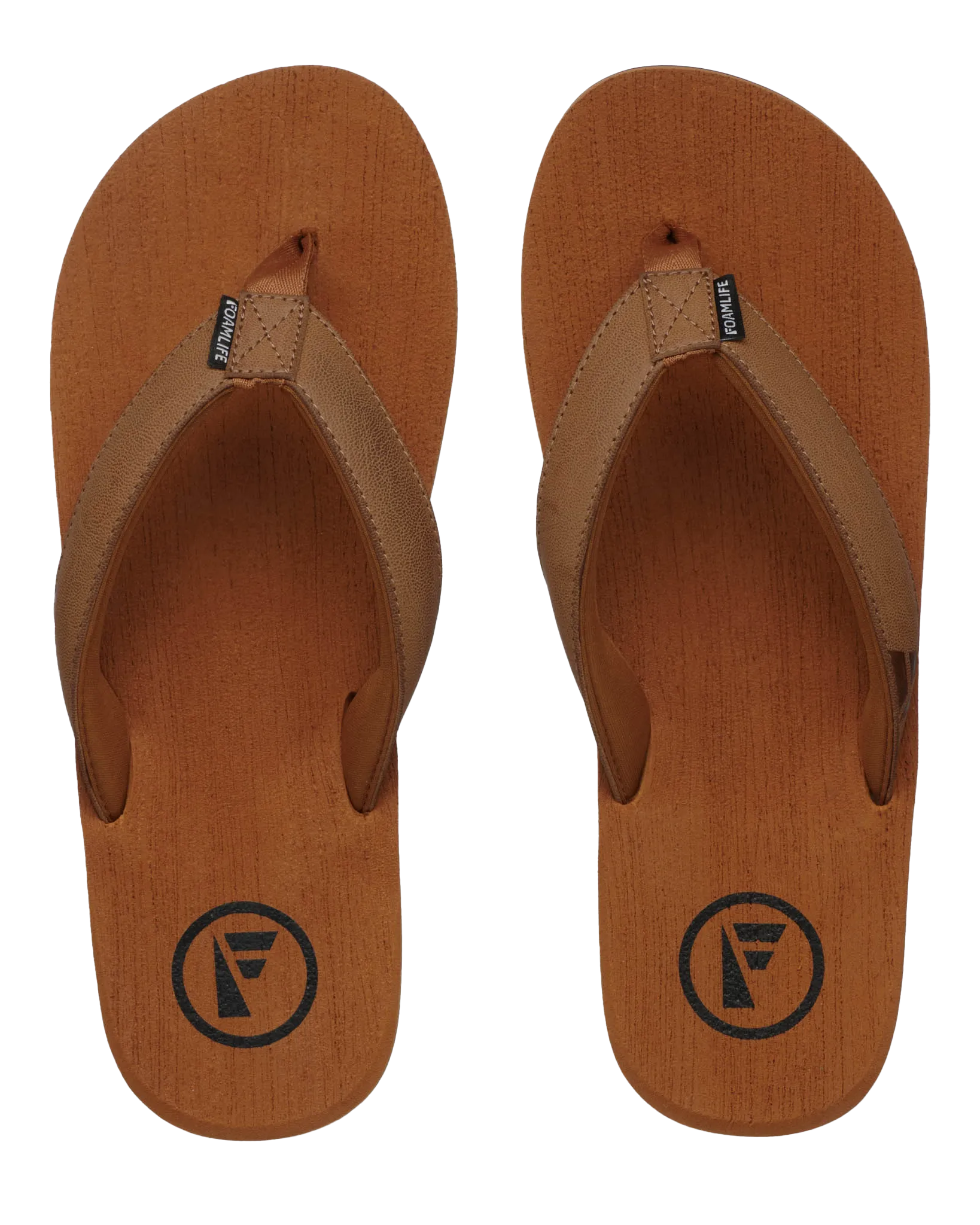 Seales Mens Flip Flops in Tan & Tan