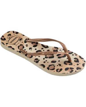 Slim Animals Flip Flops in Beige & Beige
