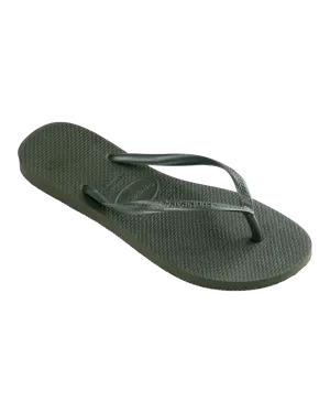 Slim Flip Flops in Green Olive