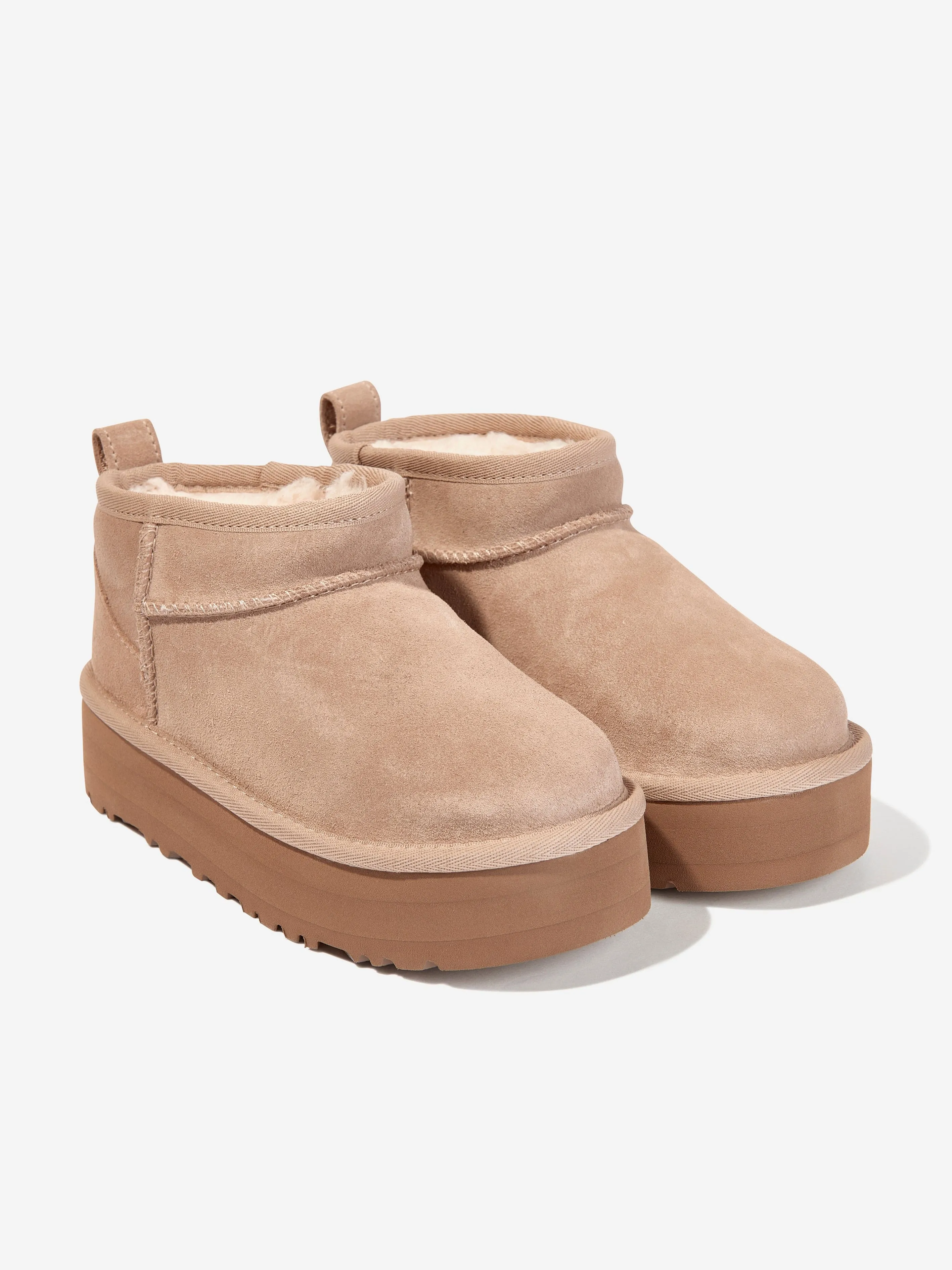 UGG Girls Classic Ultra Mini Platform Boots in Beige