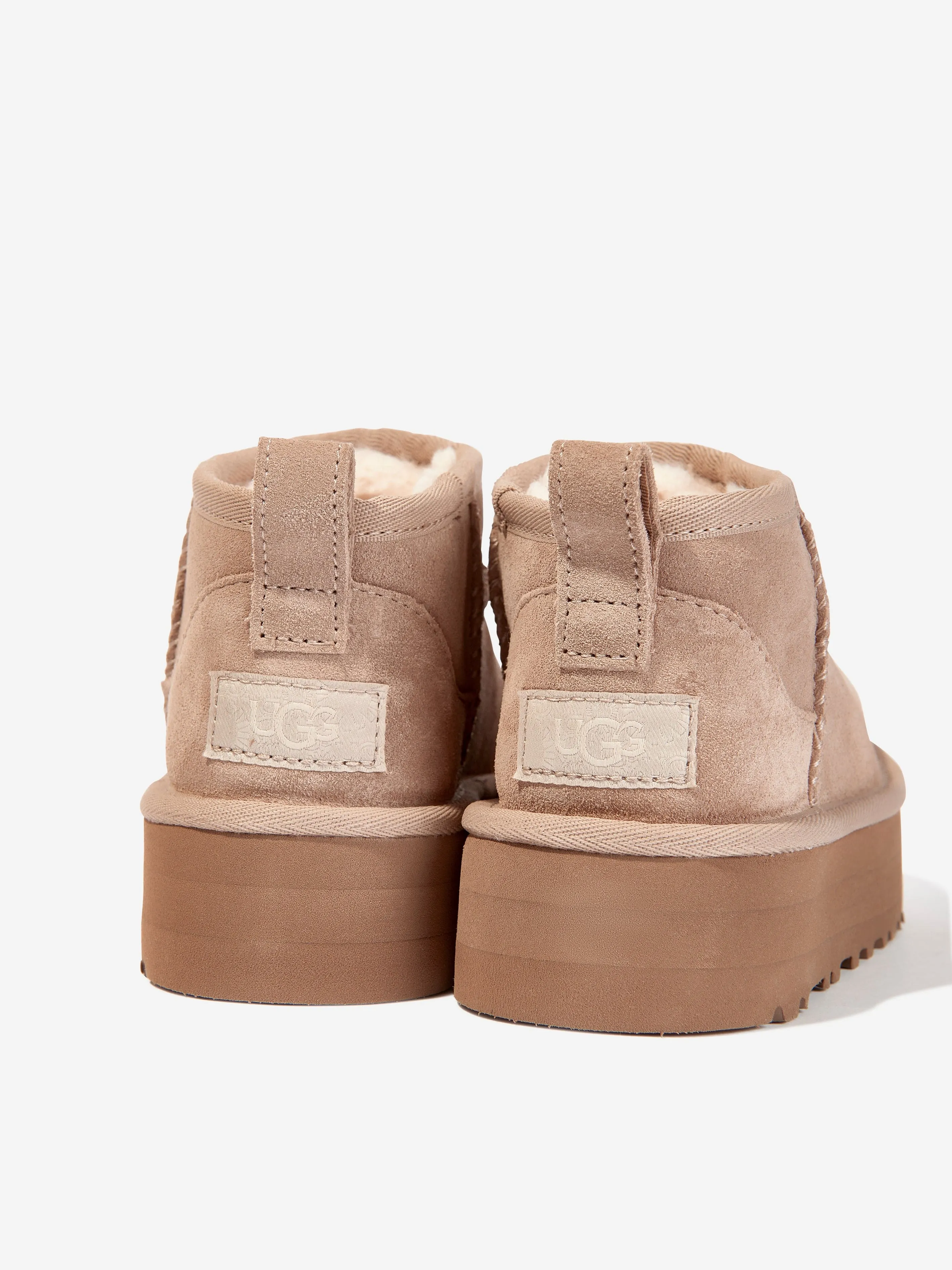 UGG Girls Classic Ultra Mini Platform Boots in Beige
