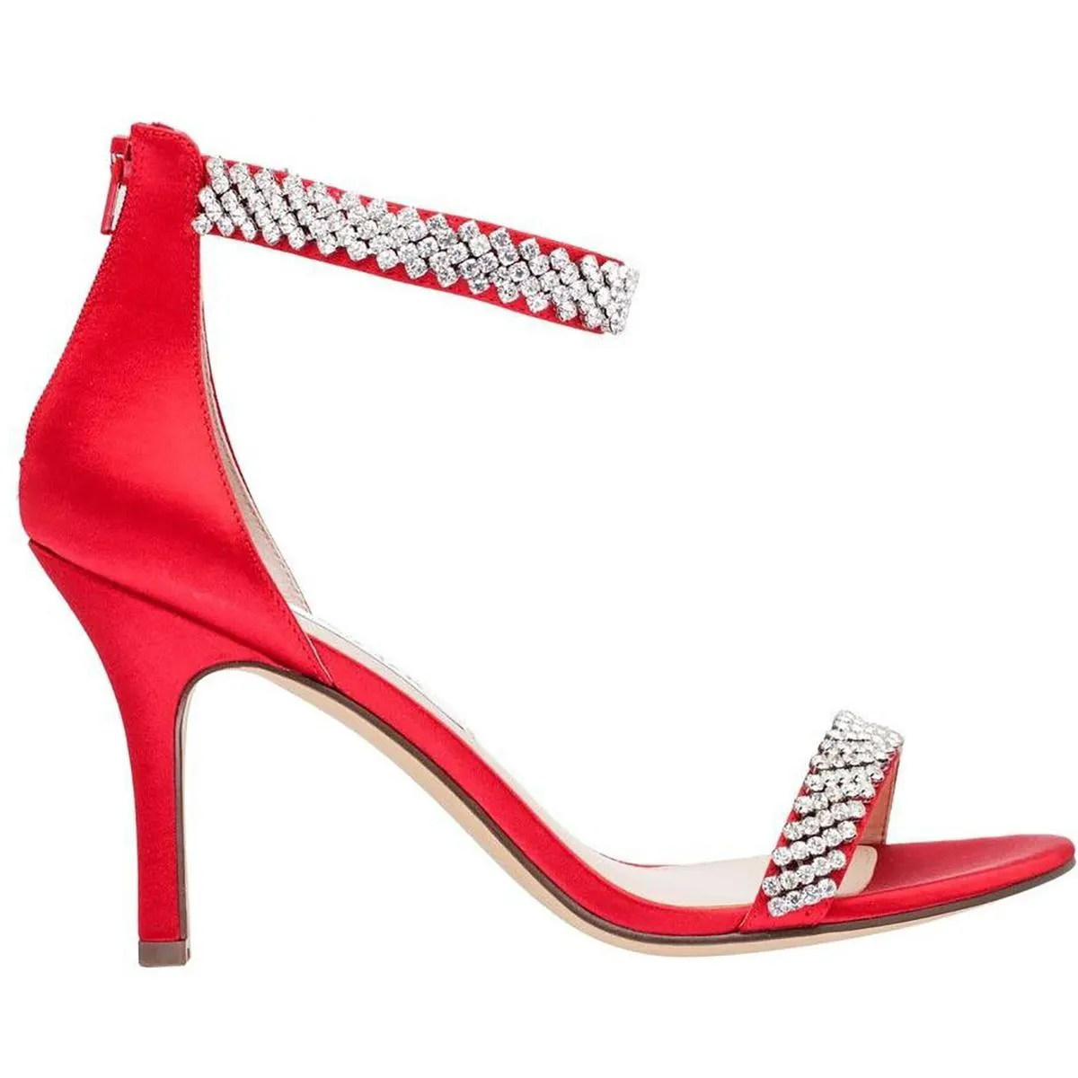 Vauna Womens Satin Crystal Straps Ankle Strap