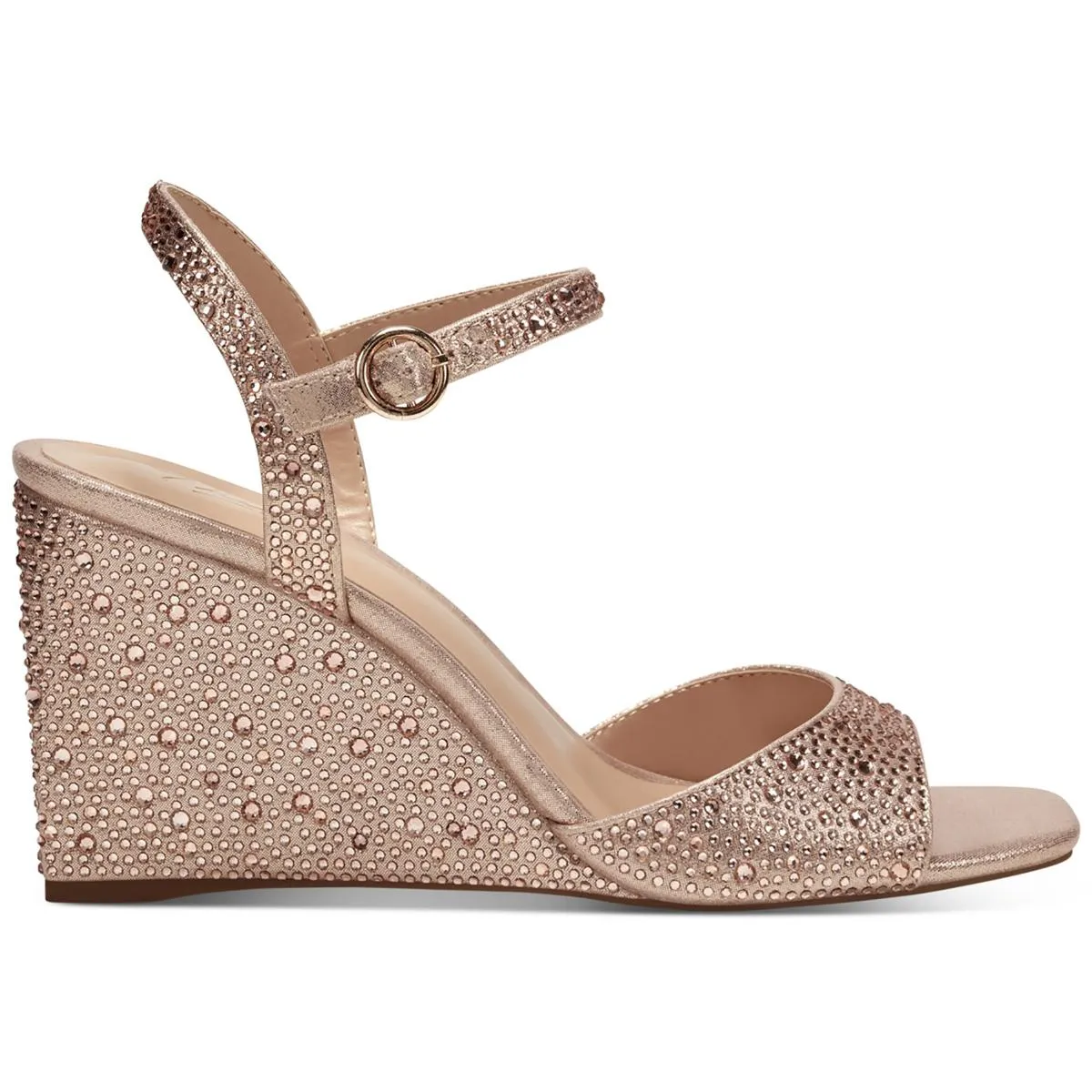 Vira Womens Rhinestone Ankle Strap Wedge Heels
