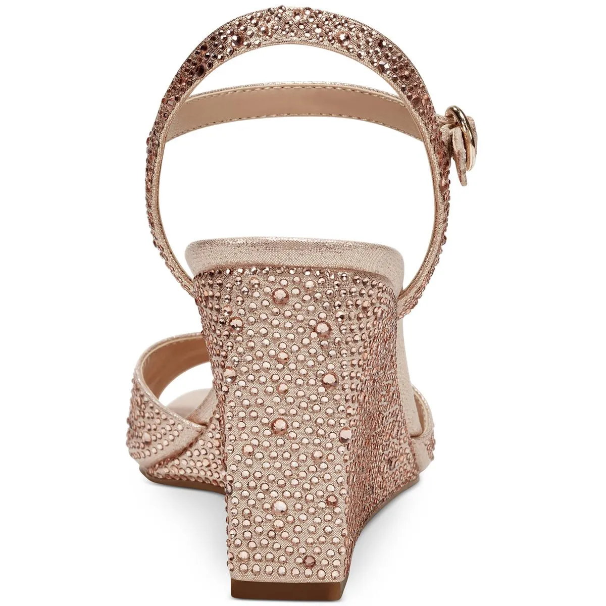 Vira Womens Rhinestone Ankle Strap Wedge Heels