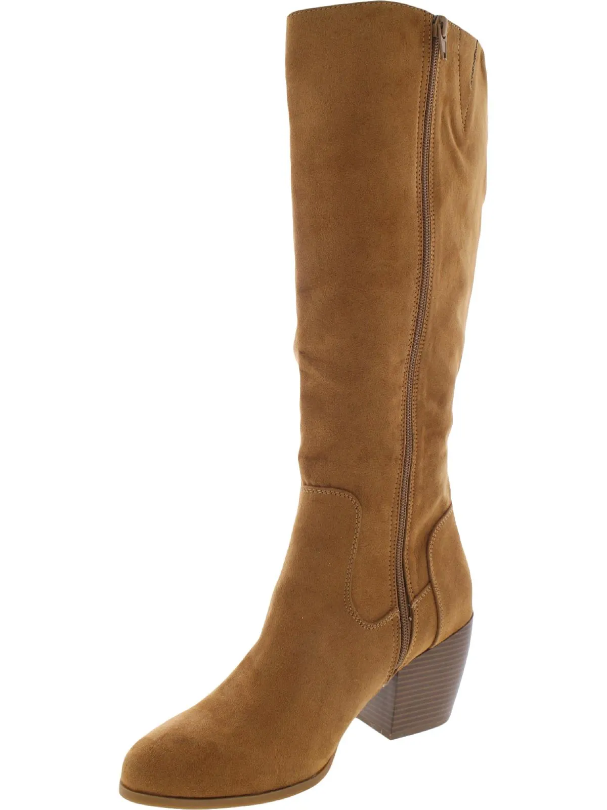 Warrda  Womens Faux Suede Zip Up Mid-Calf Boots