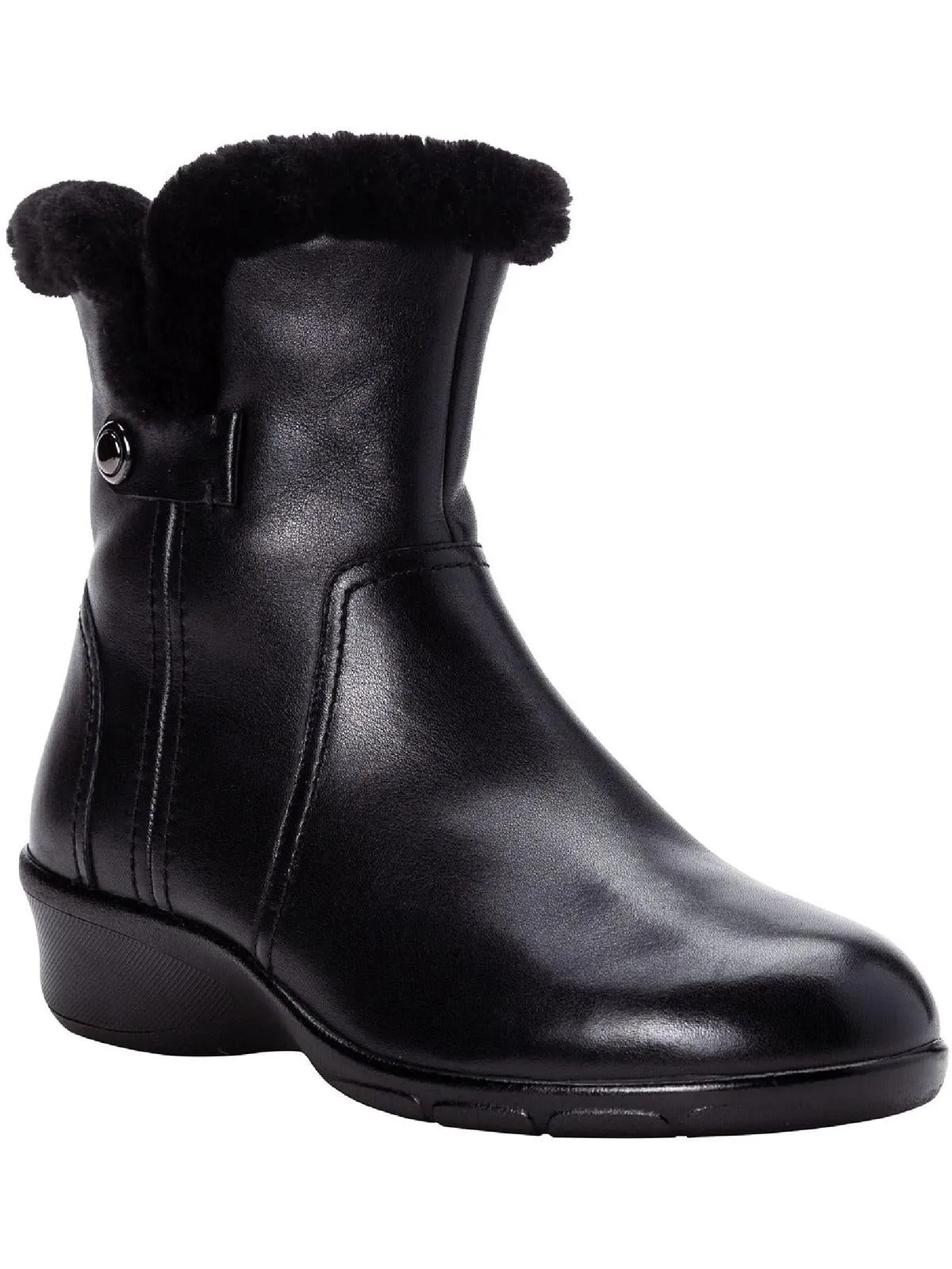 Waylynn Womens Leather Mid Wedge Ankle Boots