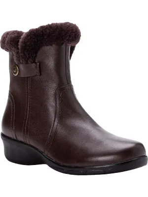 Waylynn Womens Leather Mid Wedge Ankle Boots