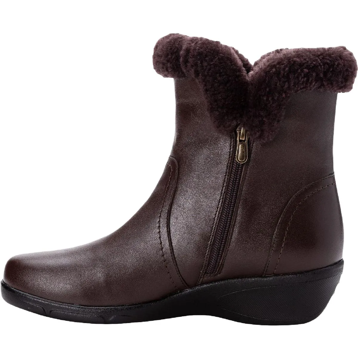 Waylynn Womens Leather Mid Wedge Ankle Boots
