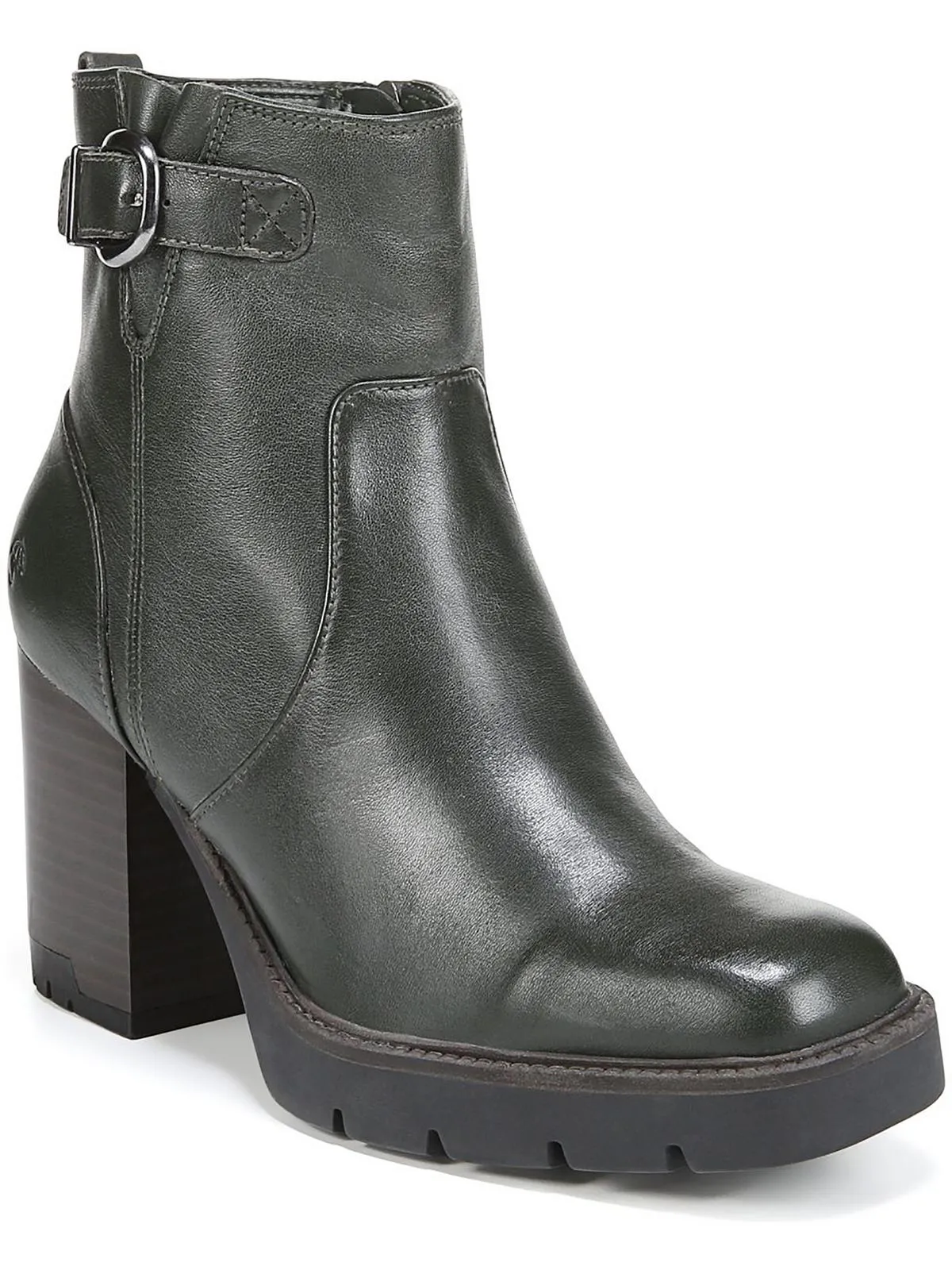 Wilde Womens Leather Stack Heel Ankle Boots