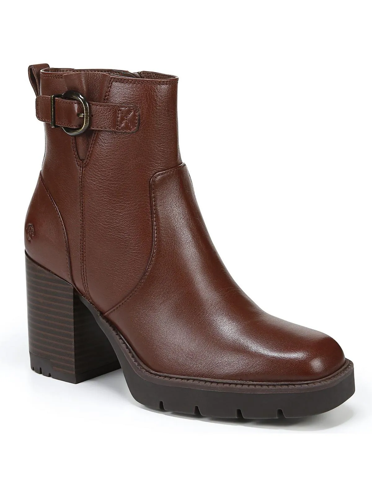 Wilde Womens Leather Stack Heel Ankle Boots
