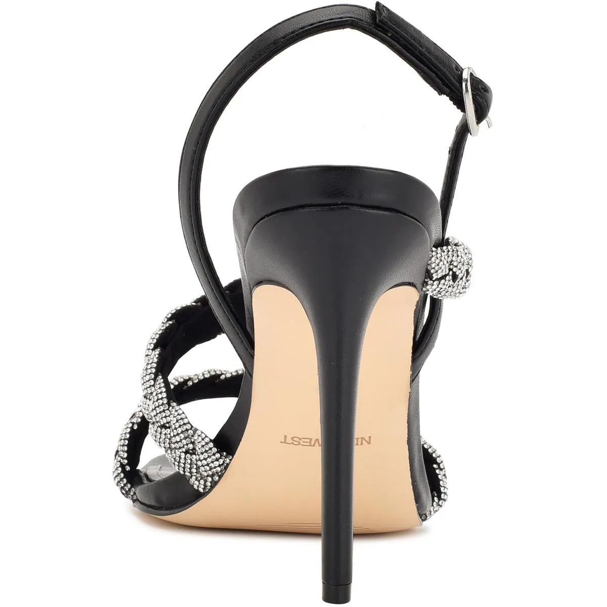 WNTIFF5 Womens Faux Leather Rhinestone Ankle Strap