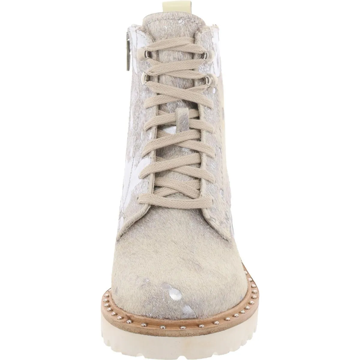 Womens Calf Hair Lugg Sole Combat & Lace-Up Boots