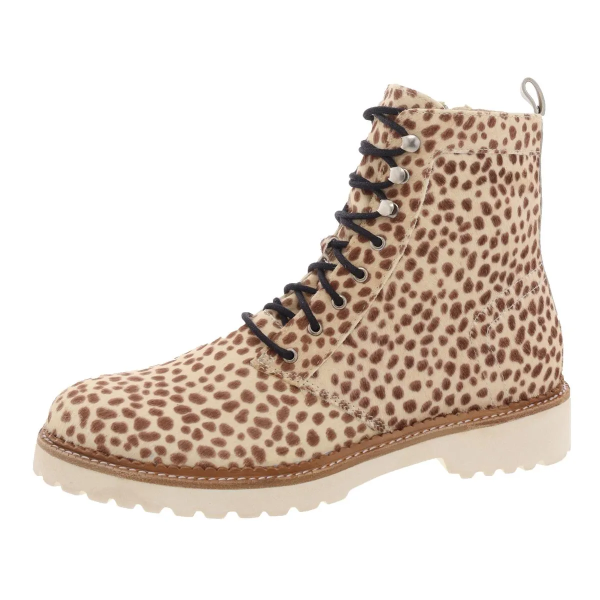 Womens Calf Hair Lugg Sole Combat & Lace-Up Boots