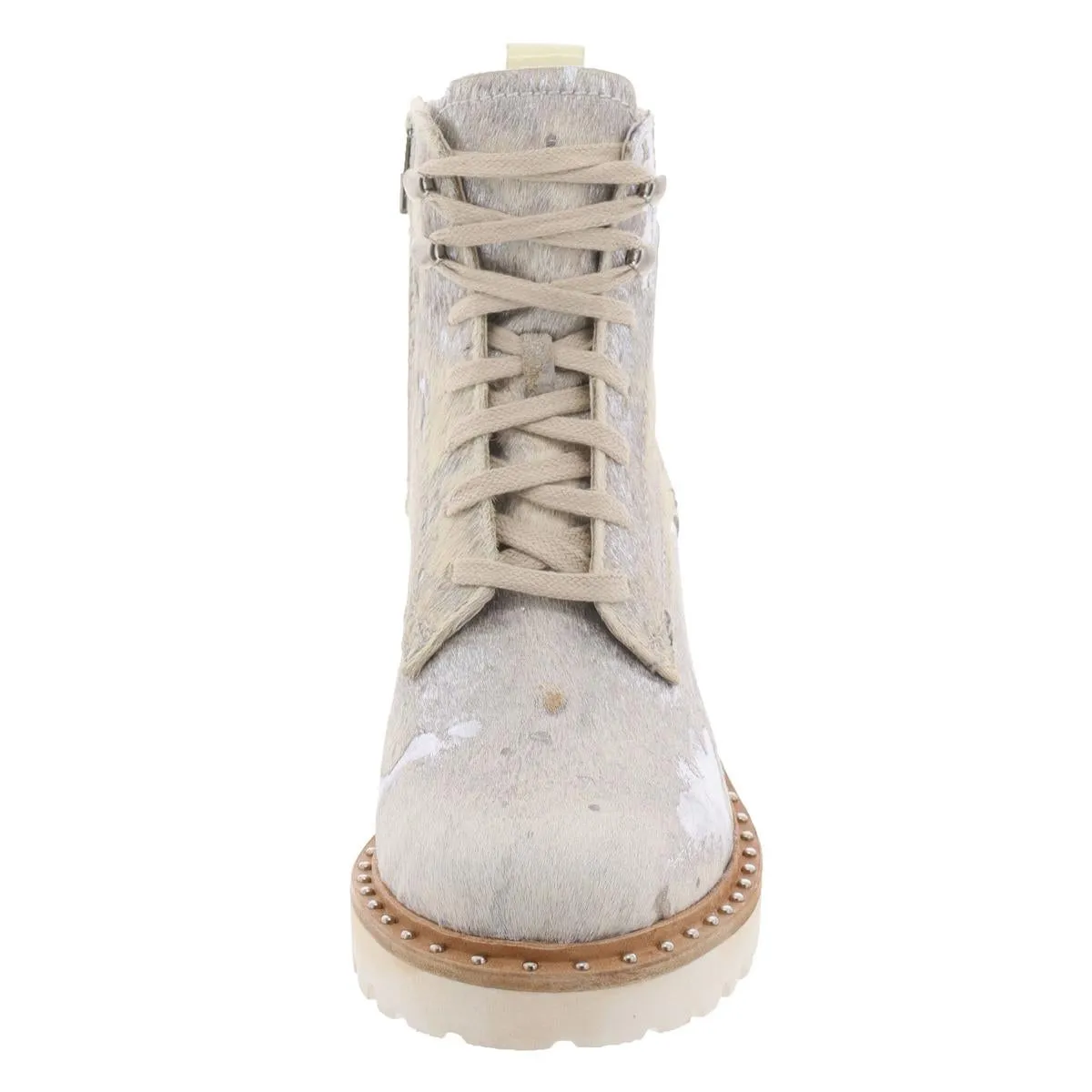 Womens Calf Hair Lugg Sole Combat & Lace-Up Boots