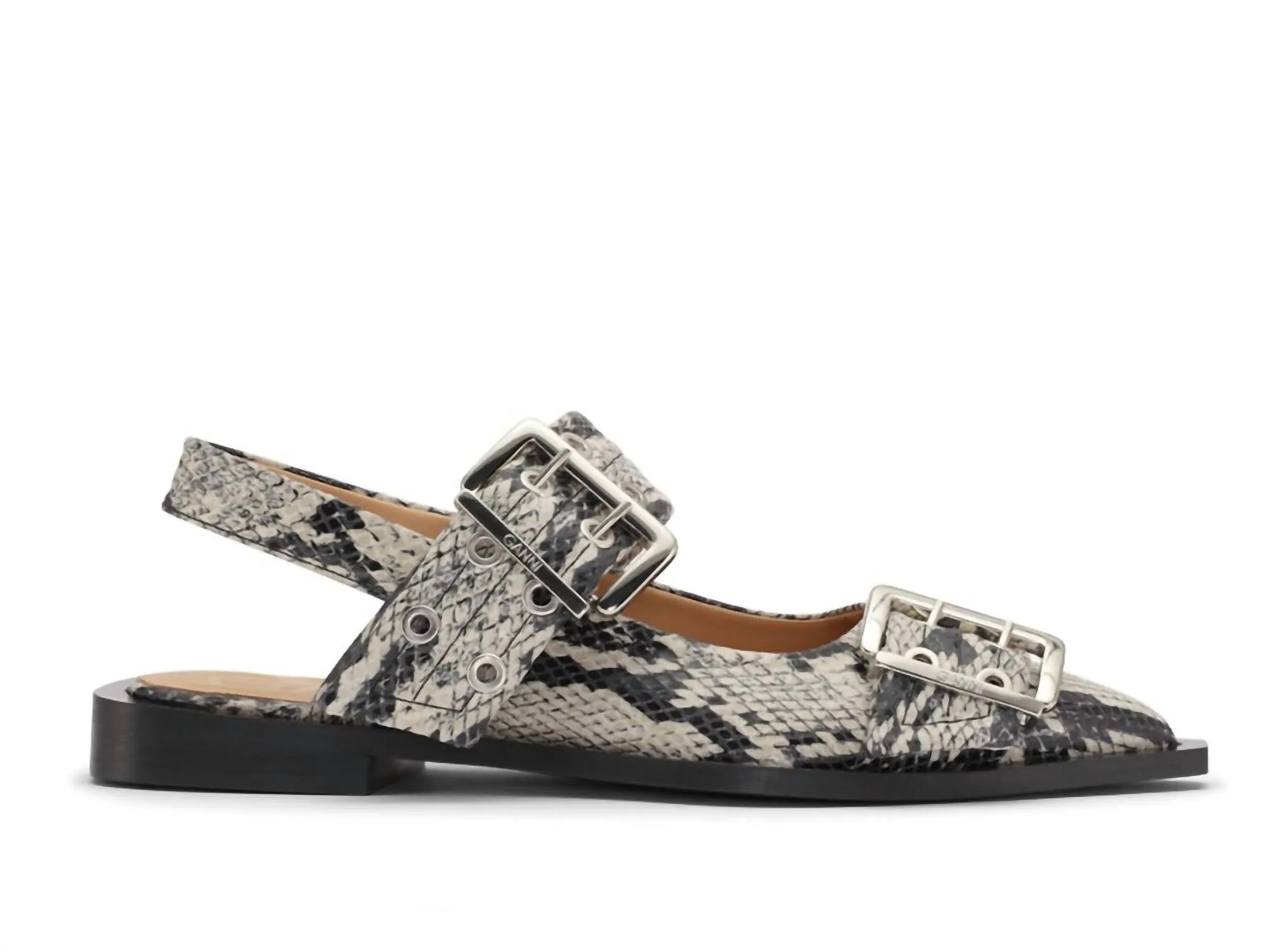 Women's Chunky Buckle Ballerina Flat Sandals In Sand Snake