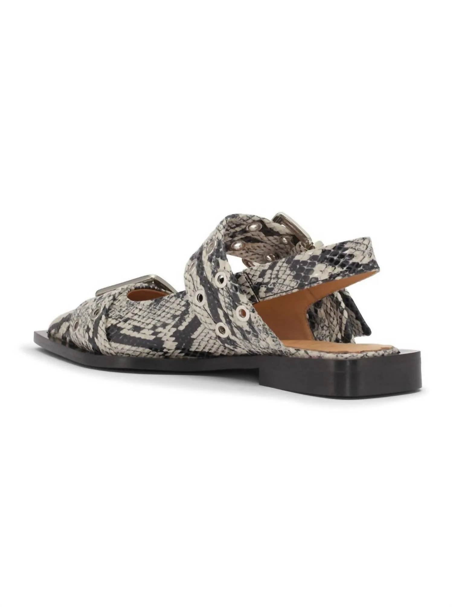 Women's Chunky Buckle Ballerina Flat Sandals In Sand Snake