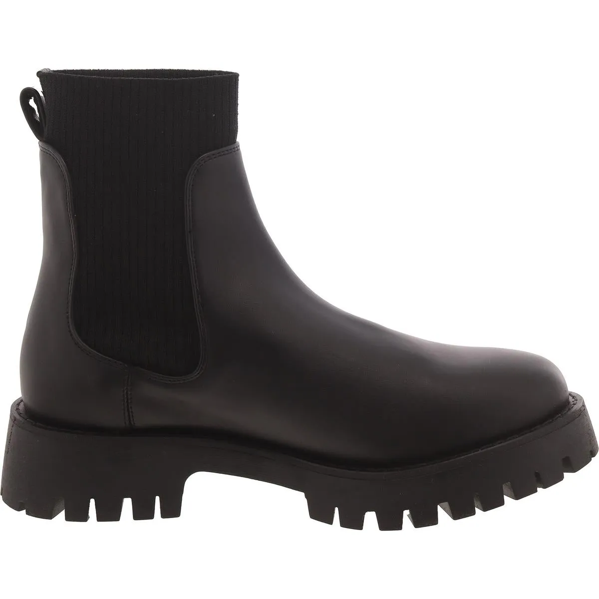 Womens Faux Leather Block Heel Chelsea Boots