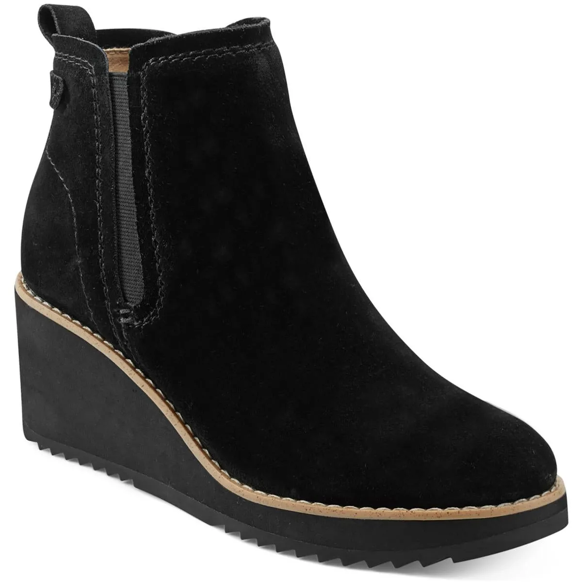 Womens Faux Suede Wedge Chelsea Boots