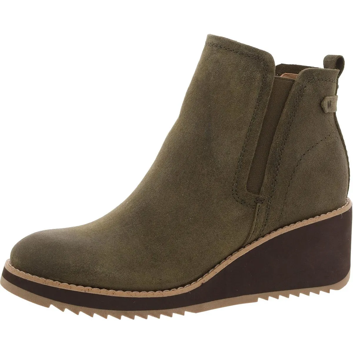 Womens Faux Suede Wedge Chelsea Boots