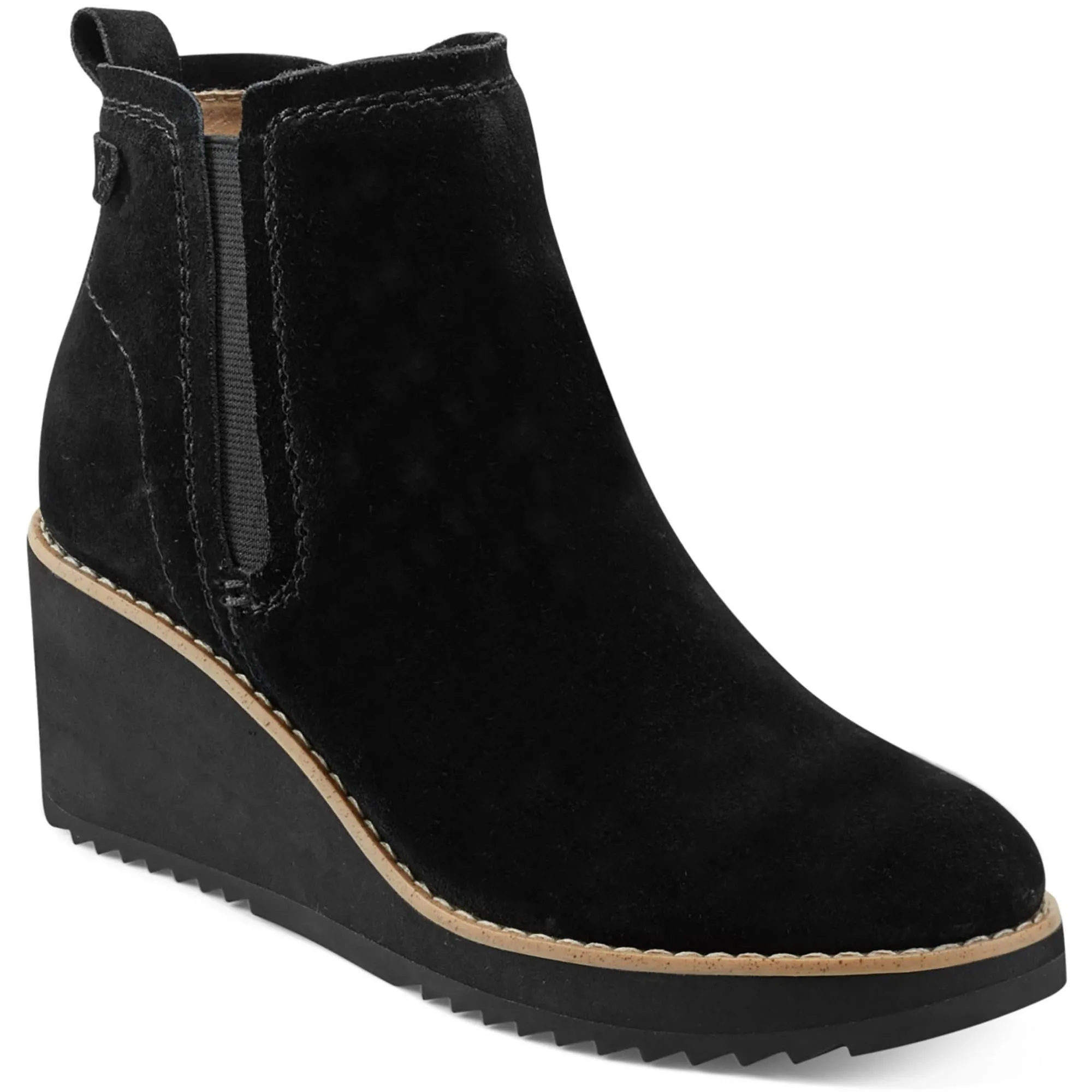 Womens Faux Suede Wedge Chelsea Boots
