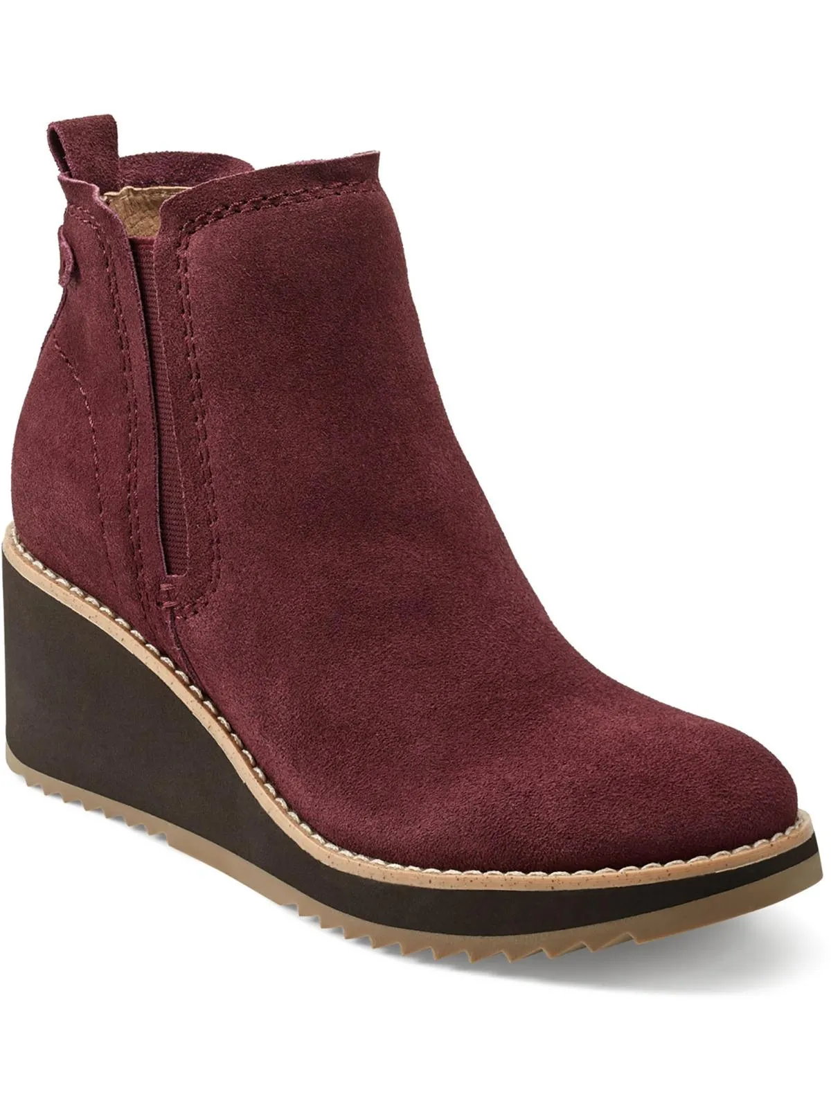 Womens Faux Suede Wedge Chelsea Boots