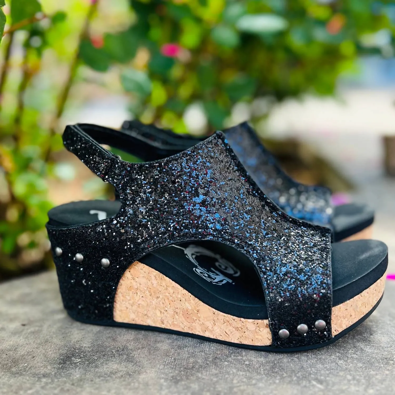 Women's Glittered Comfort Wedges In Black