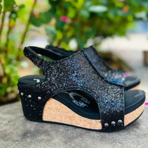 Women's Glittered Comfort Wedges In Black