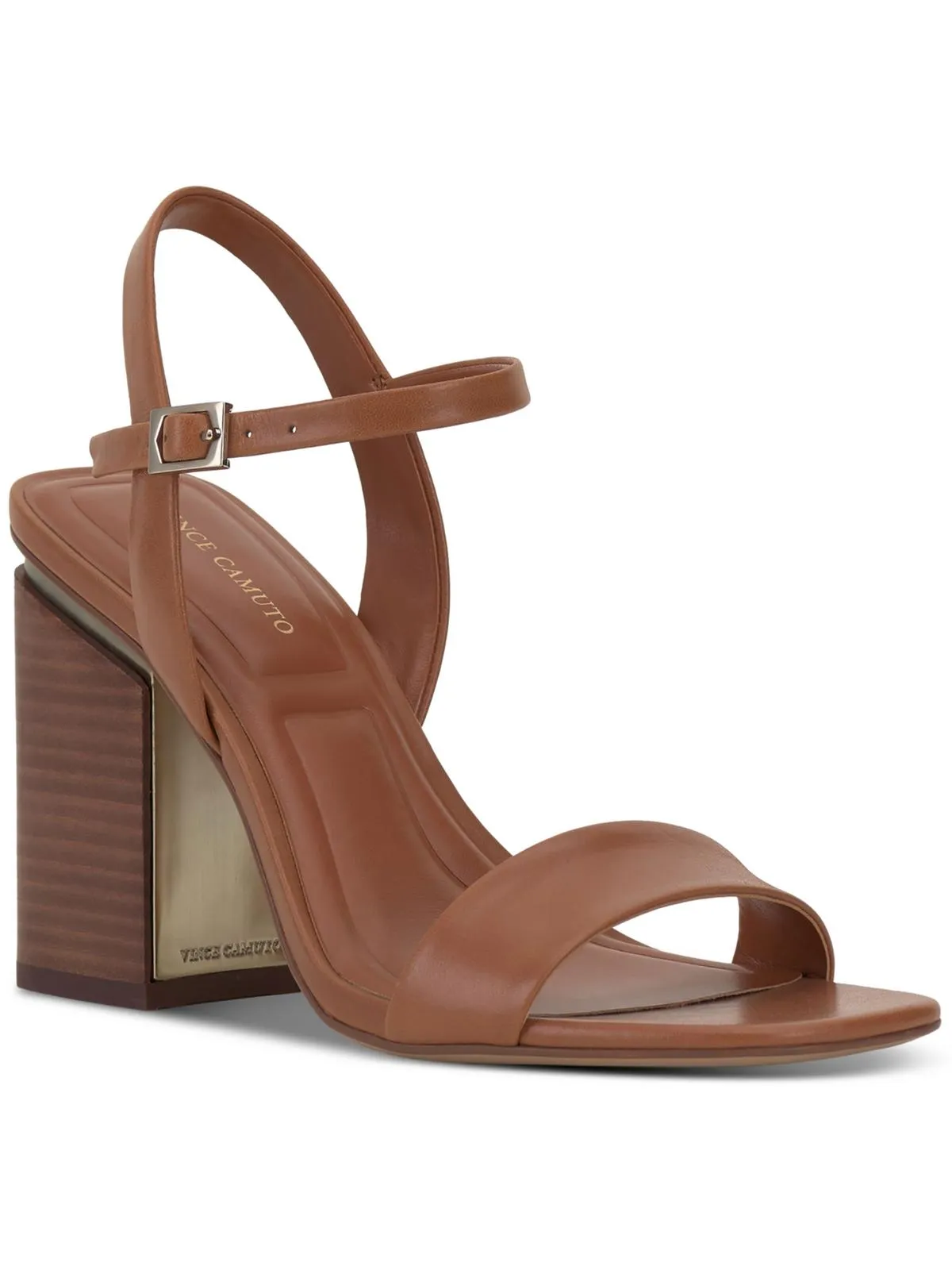 Womens Leather Ankle Strap Block Heel