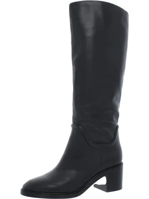 Womens Leather Pull On Knee-High Boots