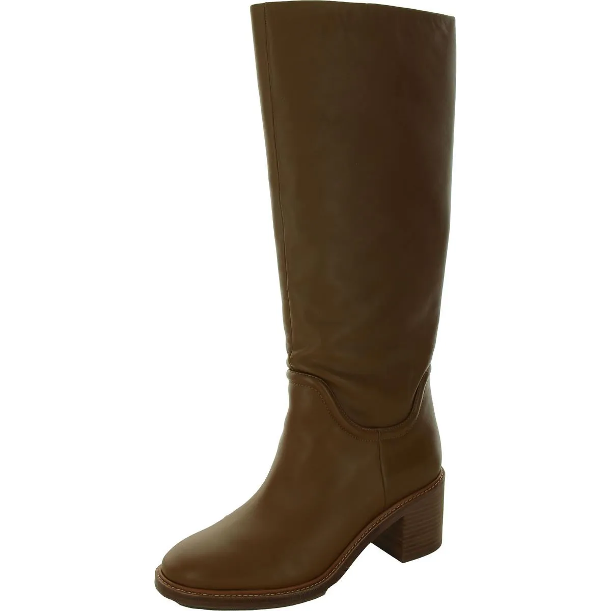 Womens Leather Pull On Knee-High Boots
