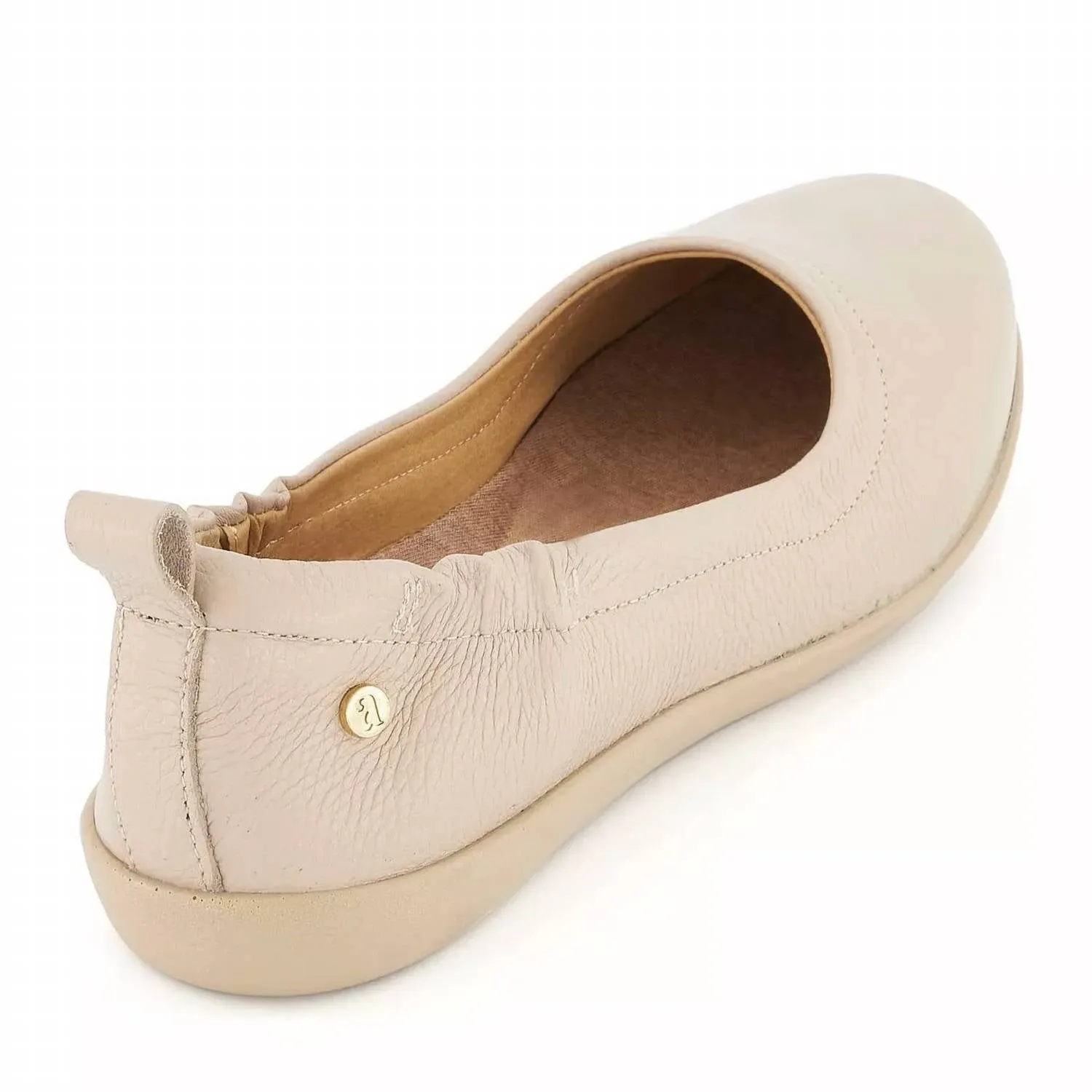 Women's Luxury Comfort Leather Ballerina Shoes In Beige