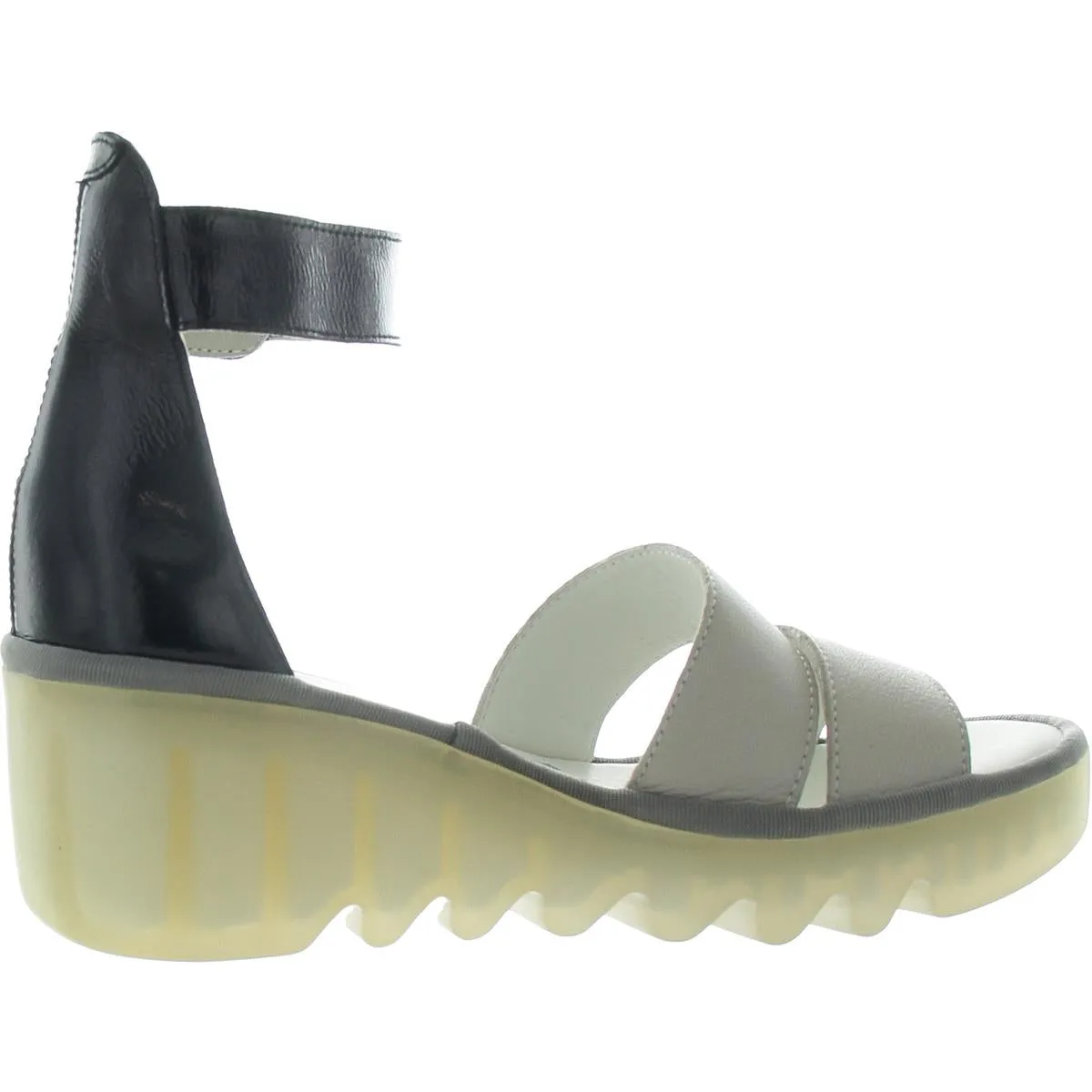 Womens Mixed Media Leather Ankle Strap