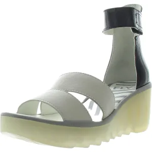 Womens Mixed Media Leather Ankle Strap