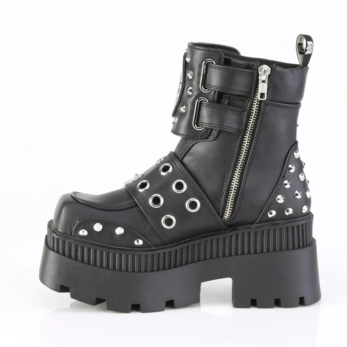 WRATH-58 Black Vegan Leather Ankle Boots