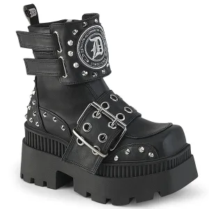 WRATH-58 Black Vegan Leather Ankle Boots