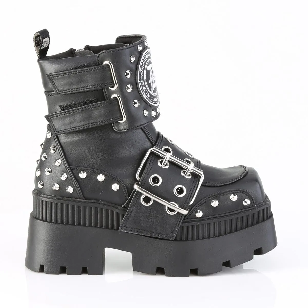 WRATH-58 Black Vegan Leather Ankle Boots