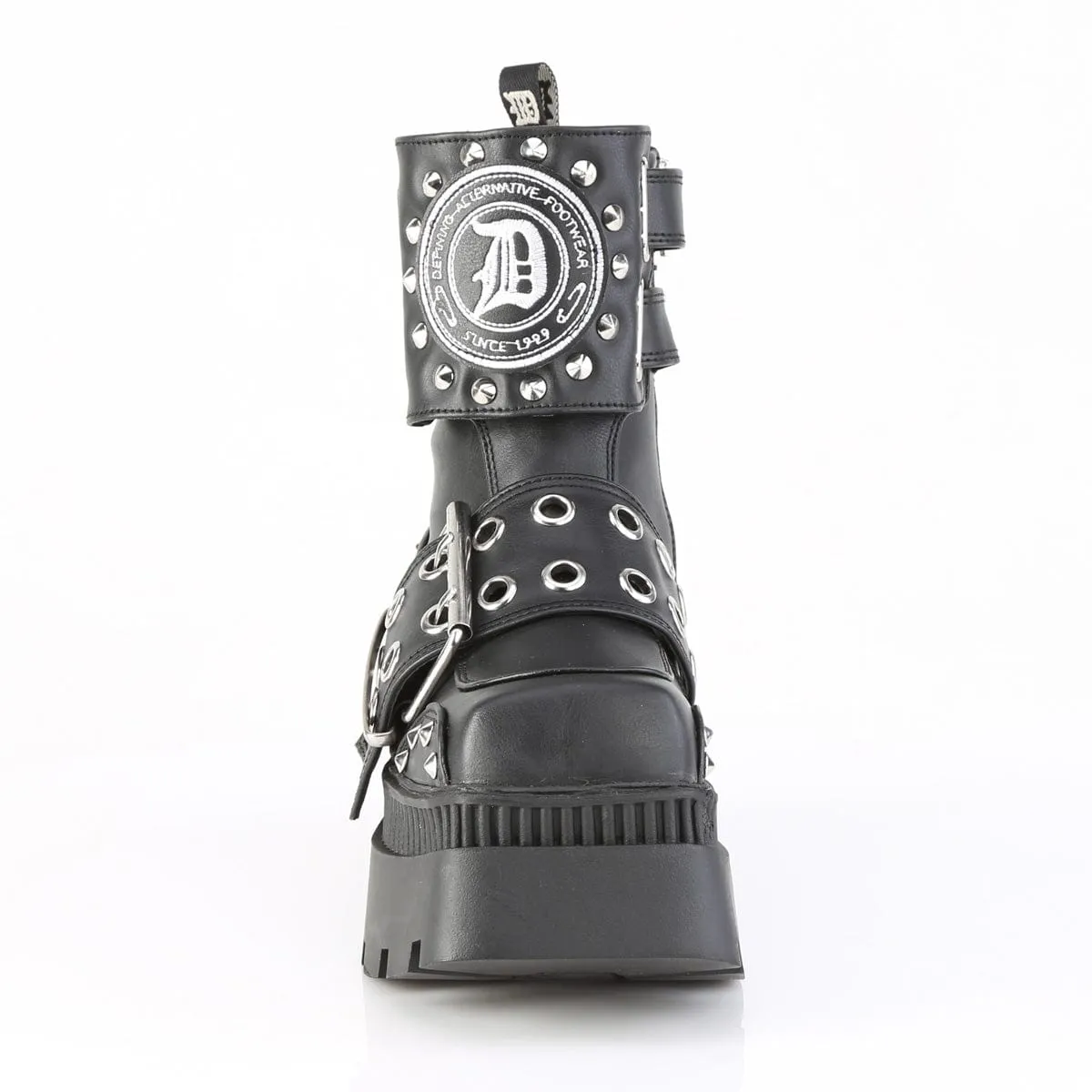 WRATH-58 Black Vegan Leather Ankle Boots
