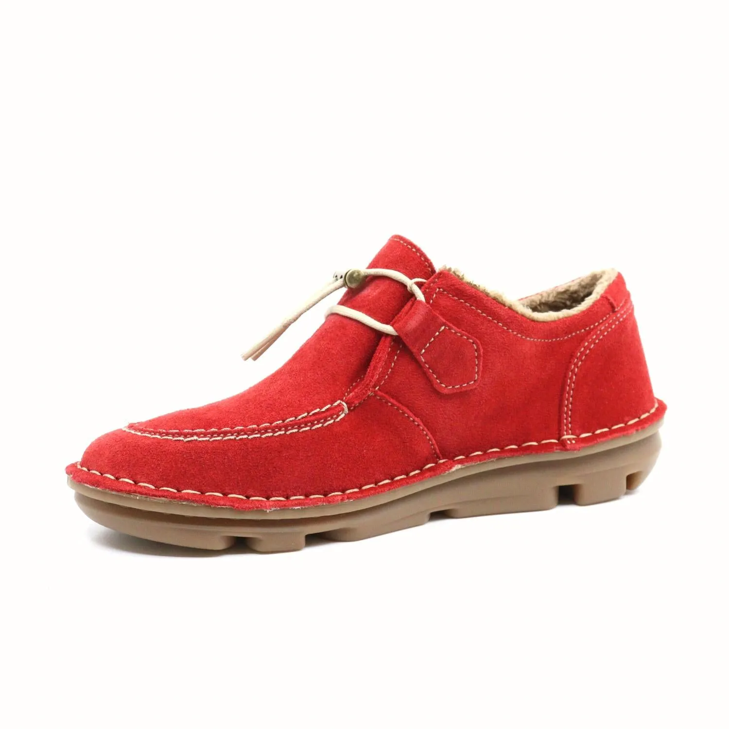 Zen Faux Fur Sneaker In Moccasin Red