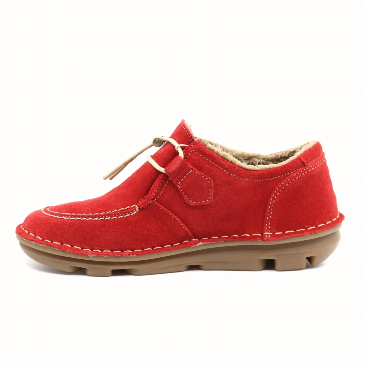 Zen Faux Fur Sneaker In Moccasin Red
